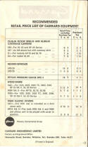 Garrard Price List